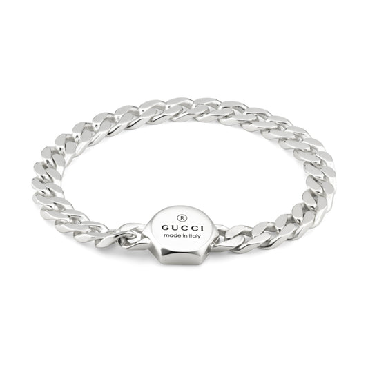 GUCCI Trademark Sterling Silver Chain Bracelet