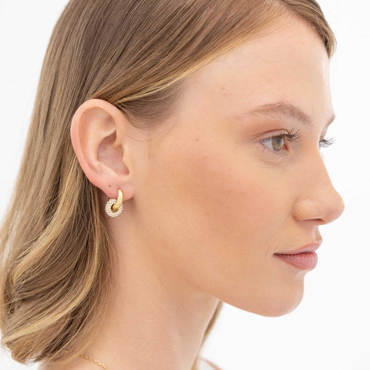 Ladies Live Precious Gold Plated Stainless Steel Linked Circle Hoop Earrings