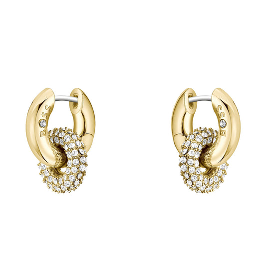 Ladies Live Precious Gold Plated Stainless Steel Linked Circle Hoop Earrings