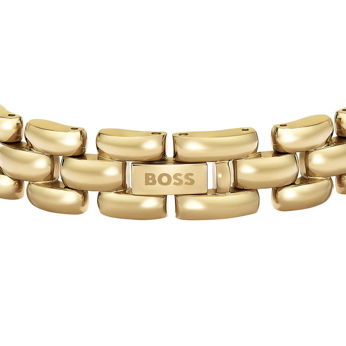 Yellow Gold Plated Violet Polished Bracelet with Engraved Logo Detail