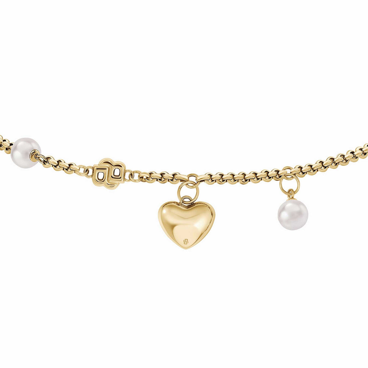 Amara Yellow Gold PVD Pearl Heart Bracelet