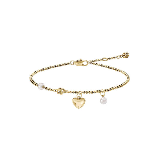 Amara Yellow Gold PVD Pearl Heart Bracelet
