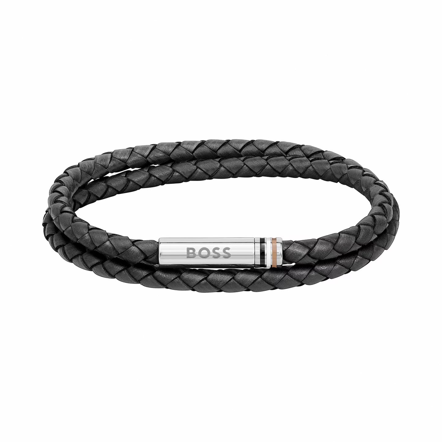 Gents Ares Black Leather Bracelet