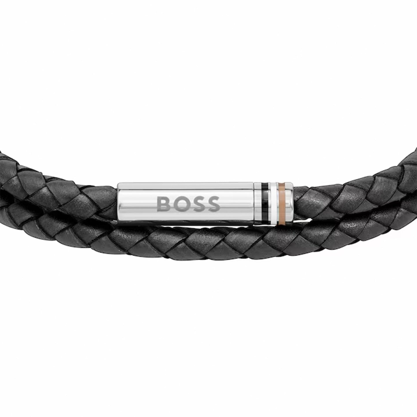 Gents Ares Black Leather Bracelet