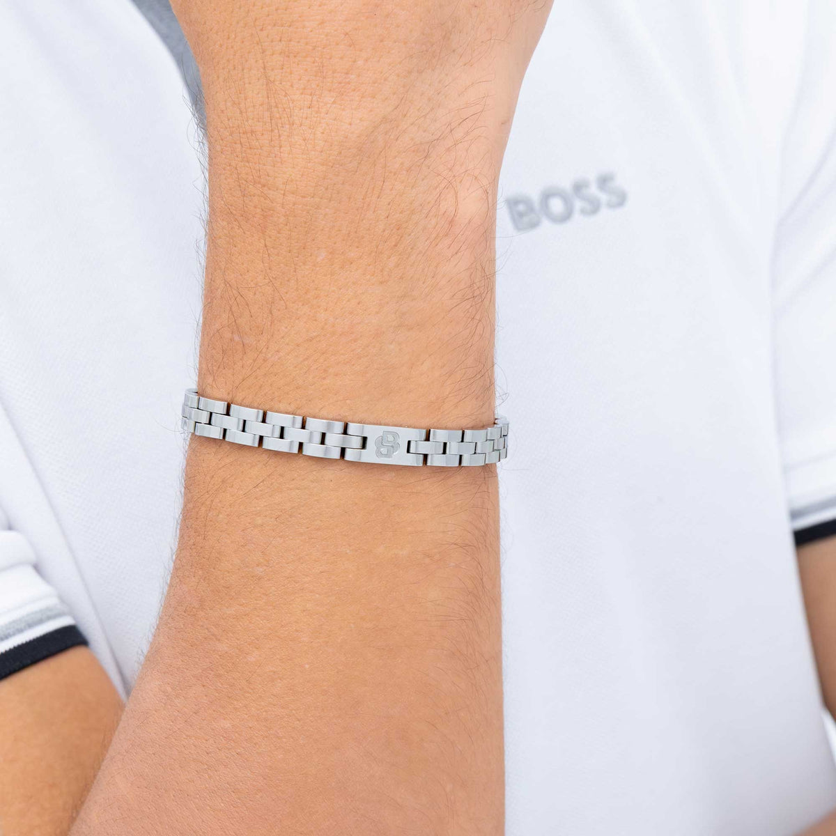 Archer Stainless Steel Bracelet with Double B Monogram