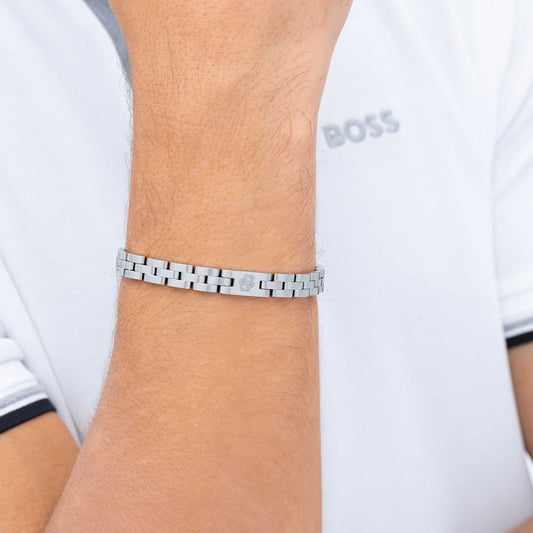 Archer Stainless Steel Bracelet with Double B Monogram