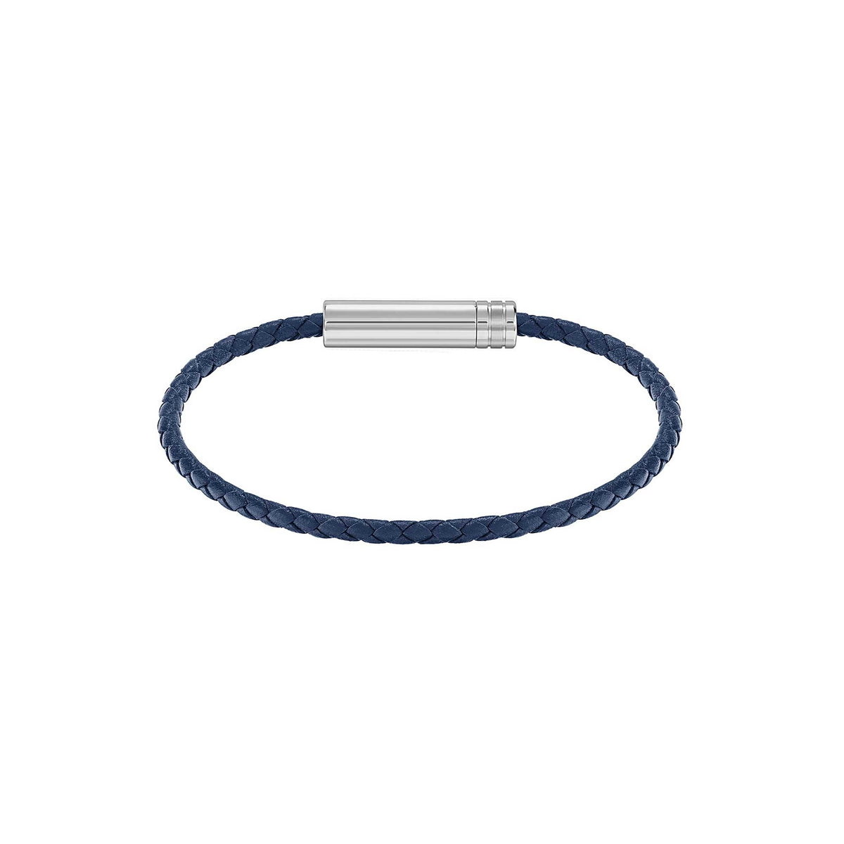 Ares Air Braided Bracelet in Blue Leather with Logo Plaque