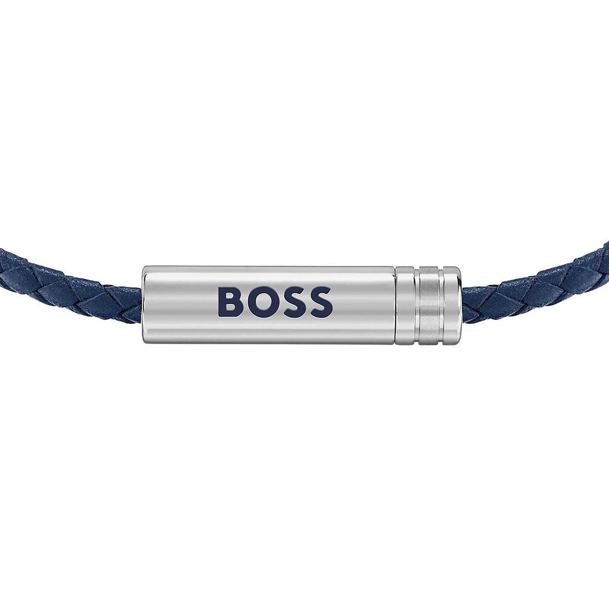 Ares Air Braided Bracelet in Blue Leather with Logo Plaque