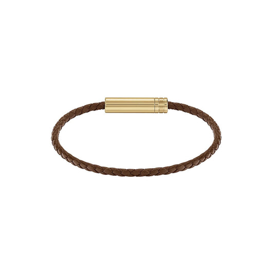 Ares Brown Braided Leather Bracelet
