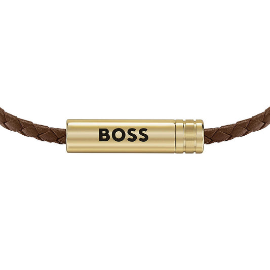 Ares Brown Braided Leather Bracelet