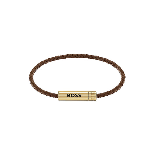 Ares Brown Braided Leather Bracelet