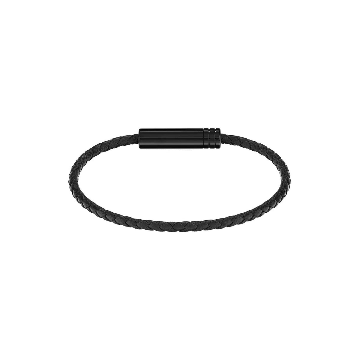 Ares Black Braided Leather Bracelet