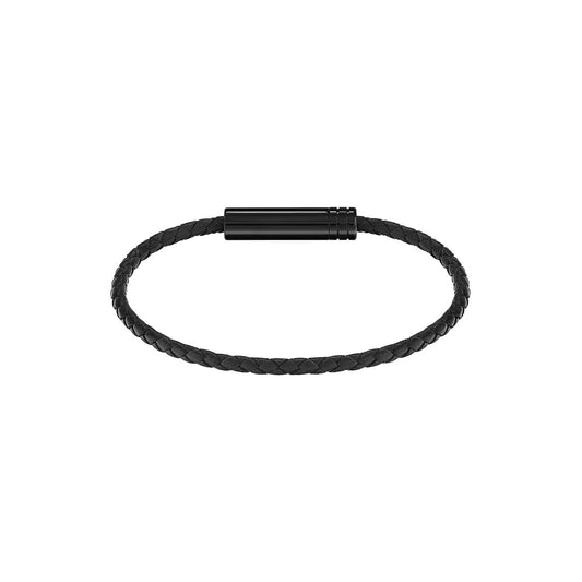 Ares Black Braided Leather Bracelet