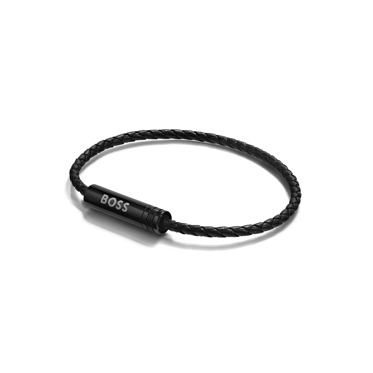 Ares Black Braided Leather Bracelet