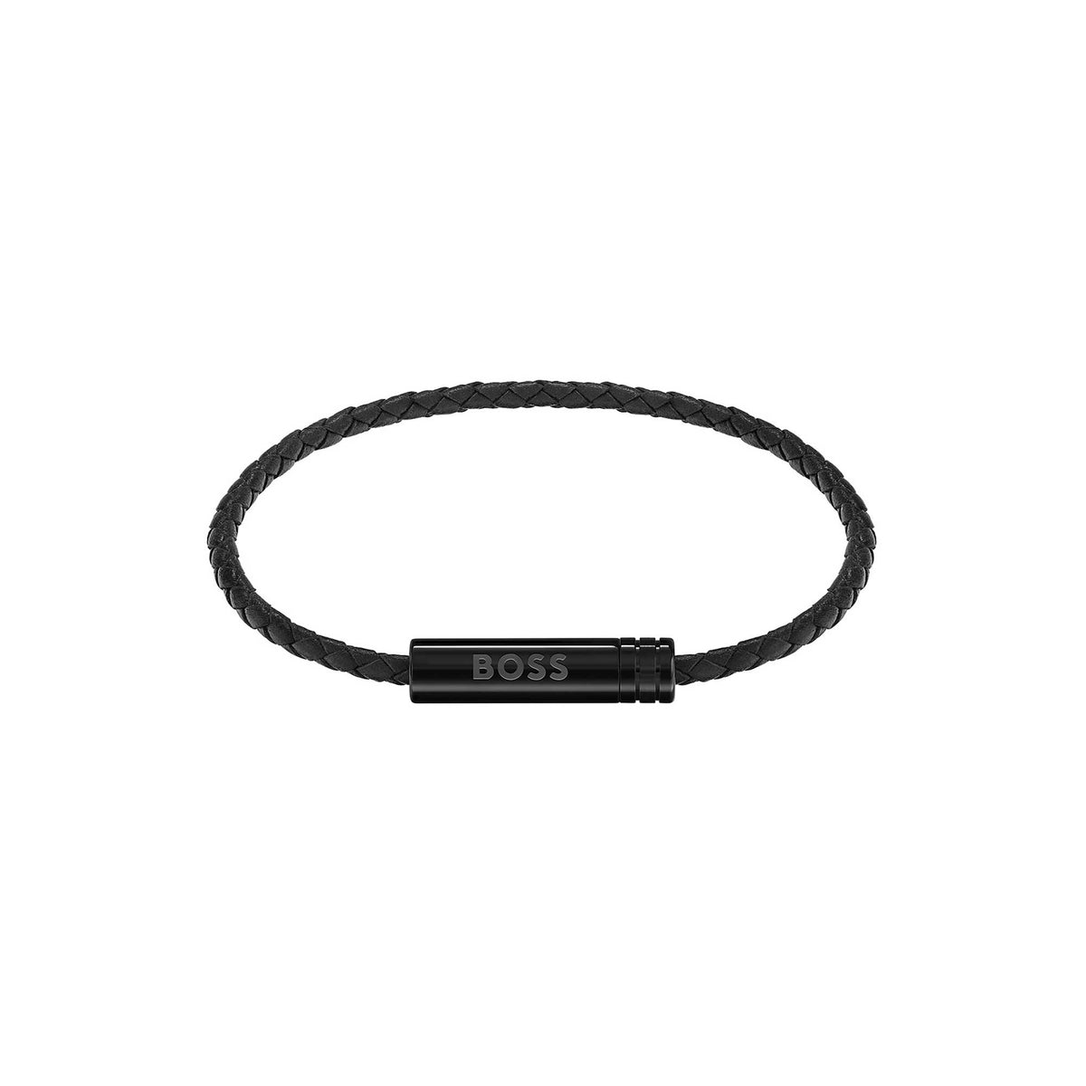 Ares Black Braided Leather Bracelet