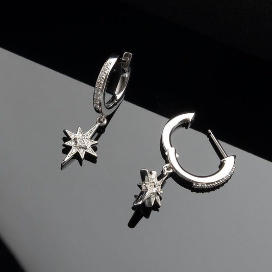 Céleste North Star CZ Hinged Hoop Drop Earrings