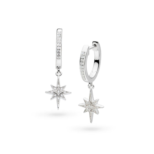 Céleste North Star CZ Hinged Hoop Drop Earrings
