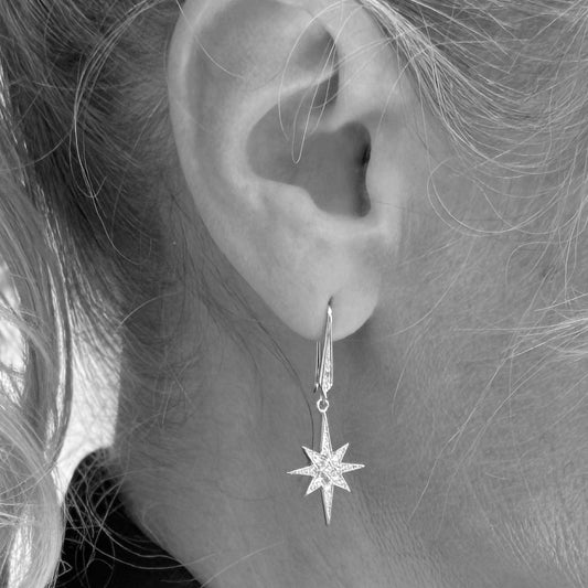 Céleste North Star CZ Grande Drop Earrings