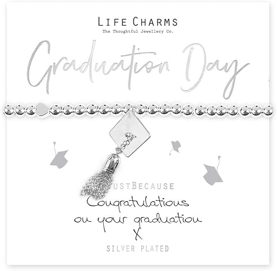 Silver graduation Day Life Charms Bracelet