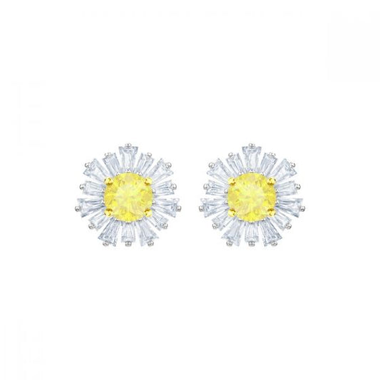 Swarovski Sunshine Pierced Earrings, White, Rhodium Plated