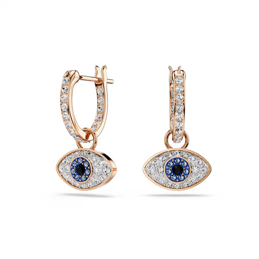 Symbolica drop earrings, Eye, Multicolored, Rose gold-tone plated