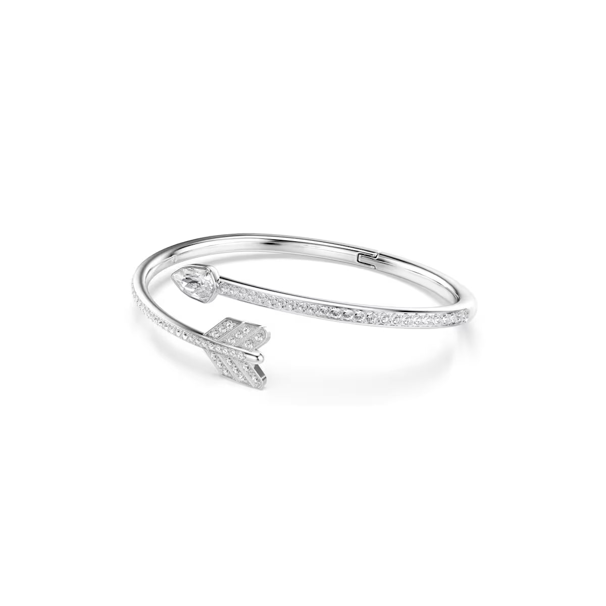 Idyllia bangle, Mixed cuts, Arrow, White, Rhodium plated