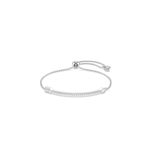 Idyllia bracelet, Mixed cuts, Arrow, White, Rhodium plated