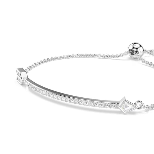 Idyllia bracelet, Mixed cuts, Arrow, White, Rhodium plated