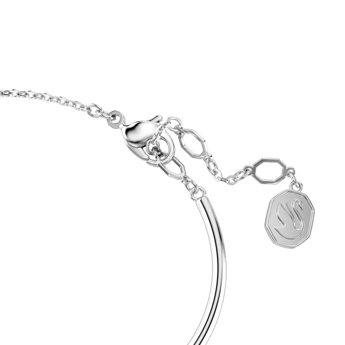 Constella bangle, Round cut, Dancing stone, White, Rhodium plated