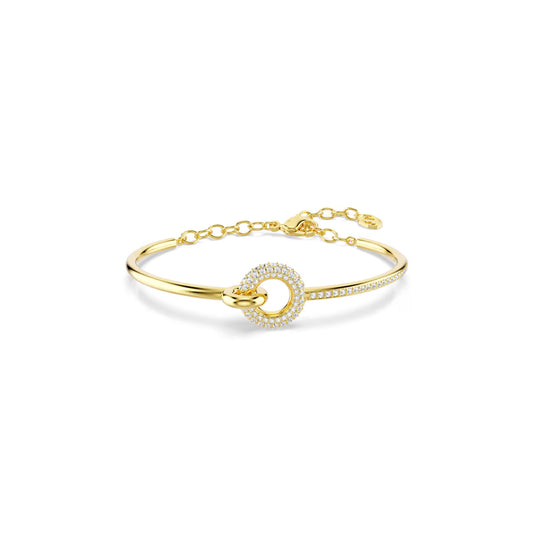 Dextera bangle, Round cut, White, Gold-tone plated