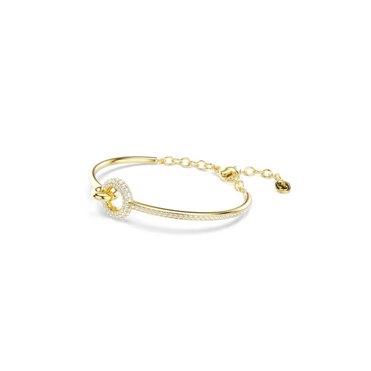Dextera bangle, Round cut, White, Gold-tone plated