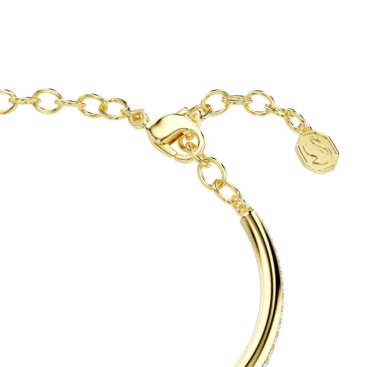 Dextera bangle, Round cut, White, Gold-tone plated