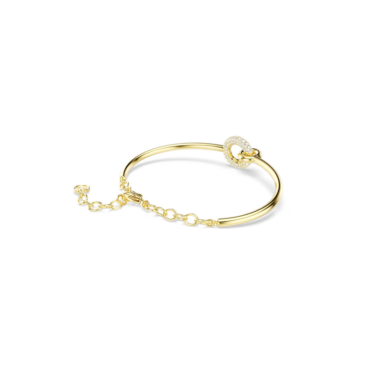 Dextera bangle, Round cut, White, Gold-tone plated