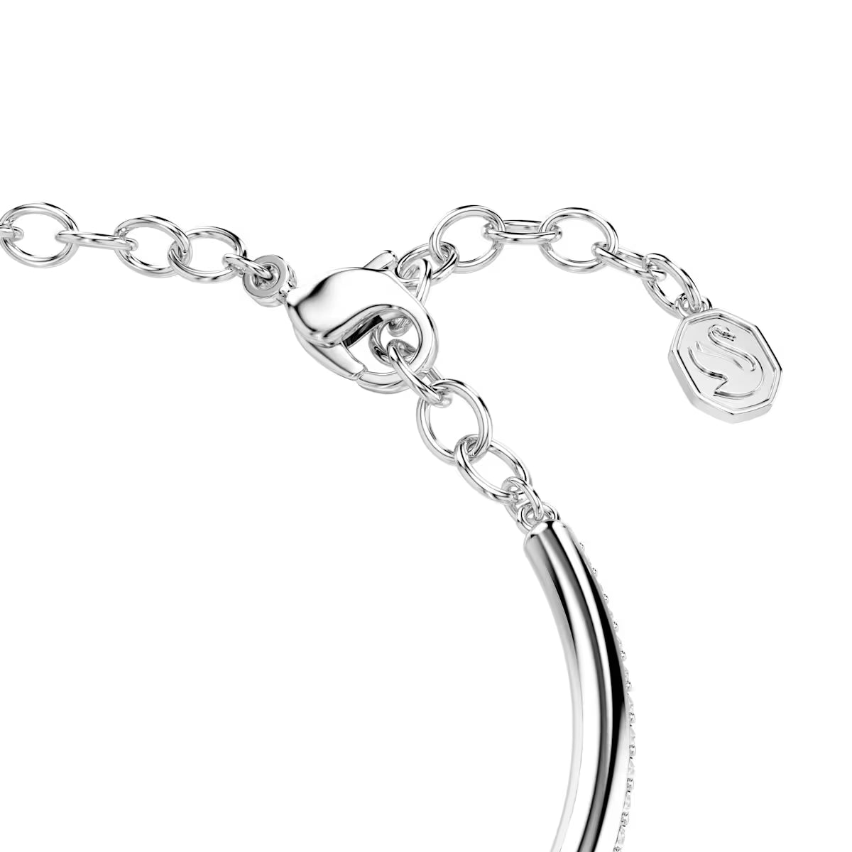Dextera bangle, Round cut, White, Rhodium plated