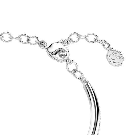 Dextera bangle, Round cut, White, Rhodium plated