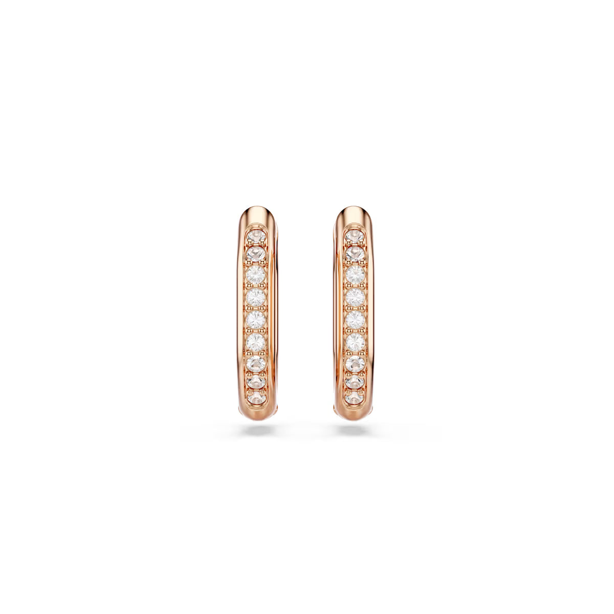 Dextera hoop earrings, Octagon shape, Round cut, Small, White, Rose gold-tone plated