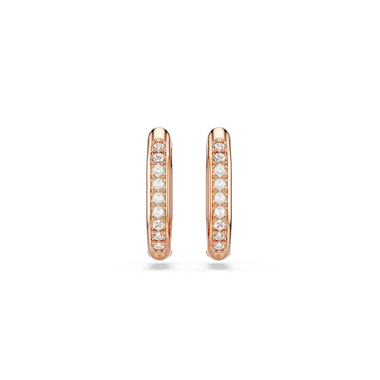 Dextera hoop earrings, Octagon shape, Round cut, Small, White, Rose gold-tone plated