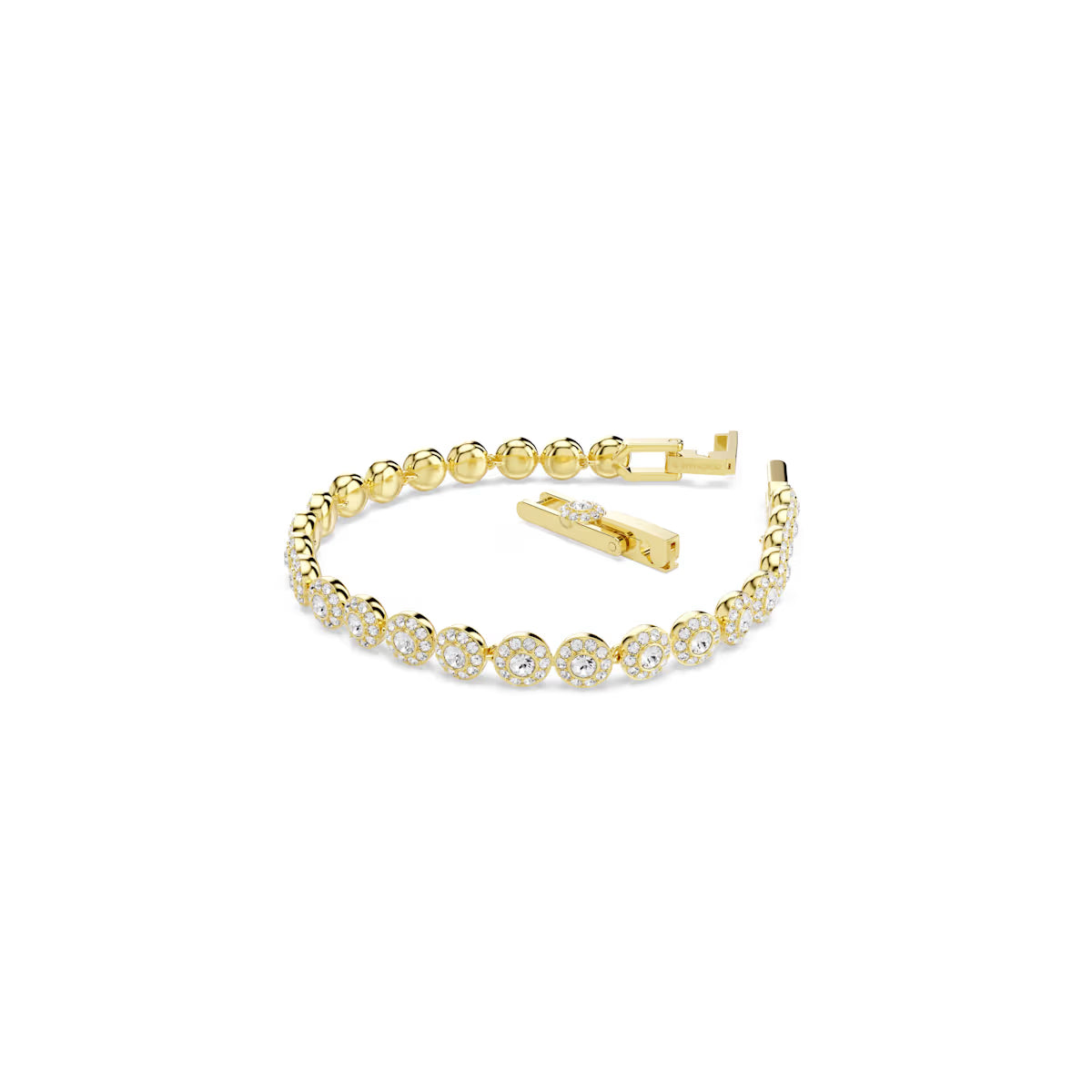 Una Angelic bracelet, Round cut, White, Gold-tone plated