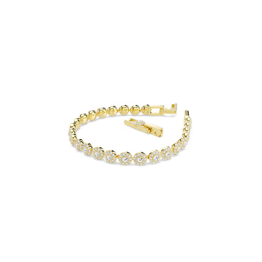 Una Angelic bracelet, Round cut, White, Gold-tone plated