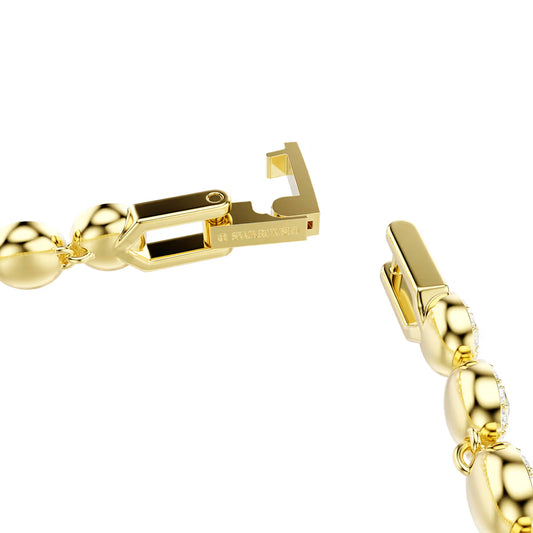 Una Angelic bracelet, Round cut, White, Gold-tone plated