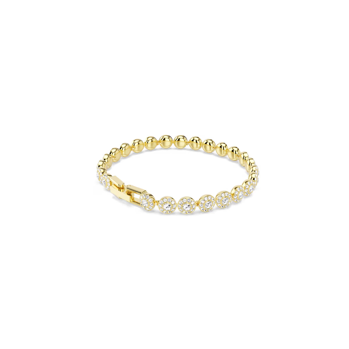 Una Angelic bracelet, Round cut, White, Gold-tone plated
