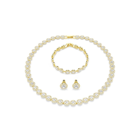 Una Angelic set, Set (3), Round cut, White, Gold-tone plated