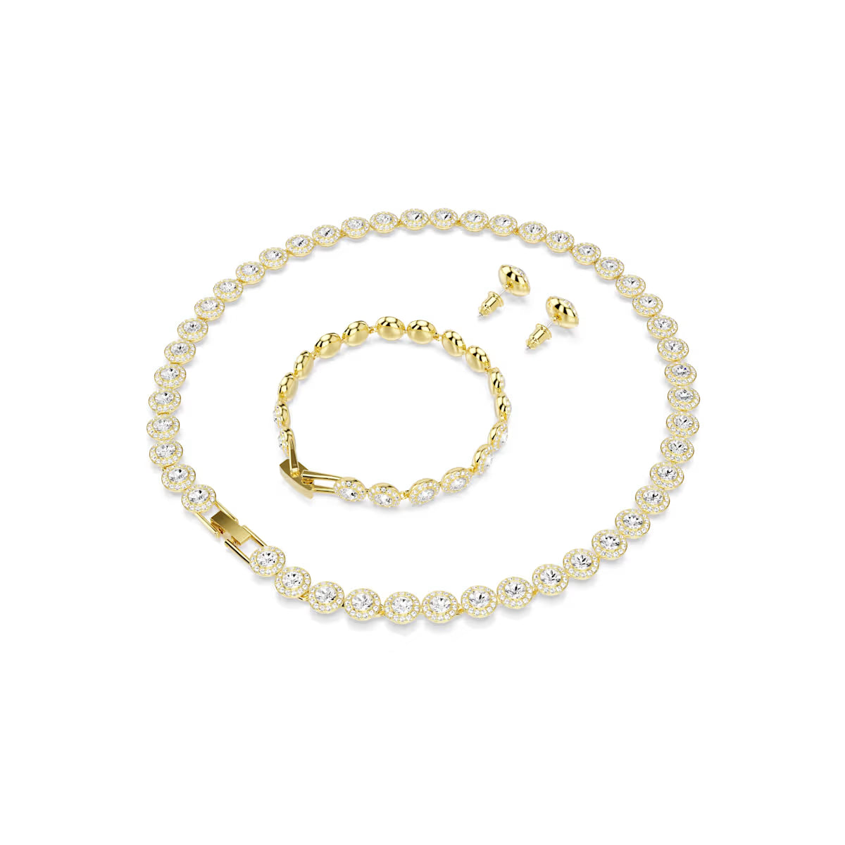 Una Angelic set, Set (3), Round cut, White, Gold-tone plated