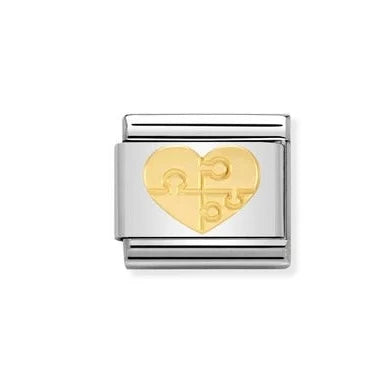 Gold Puzzle Heart Charm