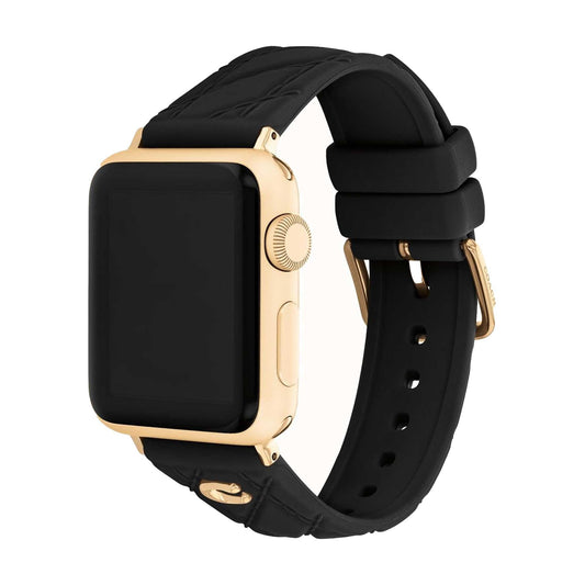 Black Silicone Quilted Textured Apple Watch Strap