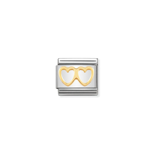 Yellow Gold Double Heart Charm