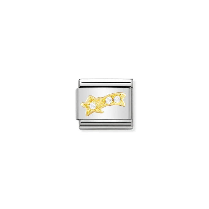 Yellow gold shooting star with CZ