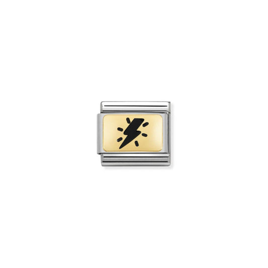 Gold Thunderbolt Black Charm