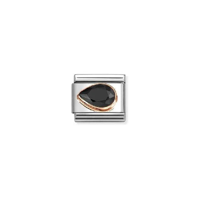 Black Cubic Zirconia Left Drop Charm