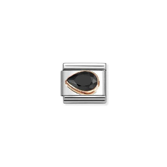 Black Cubic Zirconia Left Drop Charm